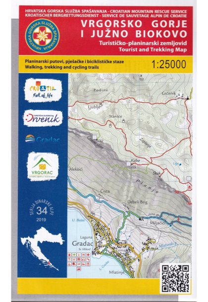 VRGORSKO GORJE I JUŽNO BIOKOVO turističko planinarski zemljovid